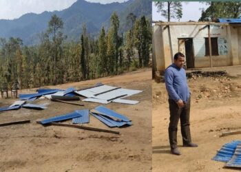 हावाहुरीले जनसेवा आधारभूत विद्यालयको छाना उडायो, वडाअध्यक्ष वलीद्वारा स्थलगत अनुगमन