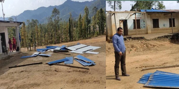 हावाहुरीले जनसेवा आधारभूत विद्यालयको छाना उडायो, वडाअध्यक्ष वलीद्वारा स्थलगत अनुगमन