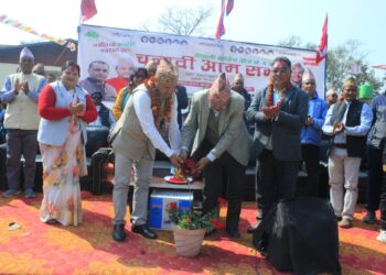 नेपाली कांग्रेसको गुर्भाकोटमा शक्ति प्रदर्शन : “रुखमै मतदान गरी विकासको यात्रालाई निरन्तरता दिनुहोस्” विष्णु खड्का